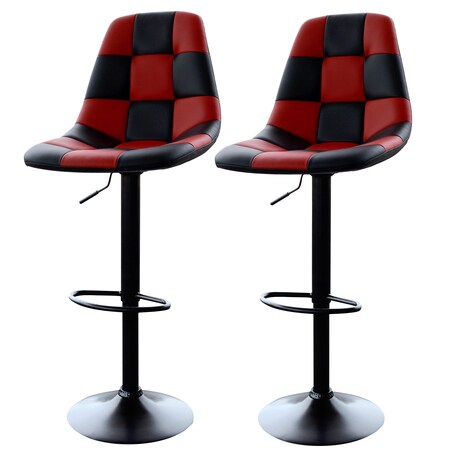 Amerihome Red Checkered Racing Bar Chairs, PK2 BSRACERSET